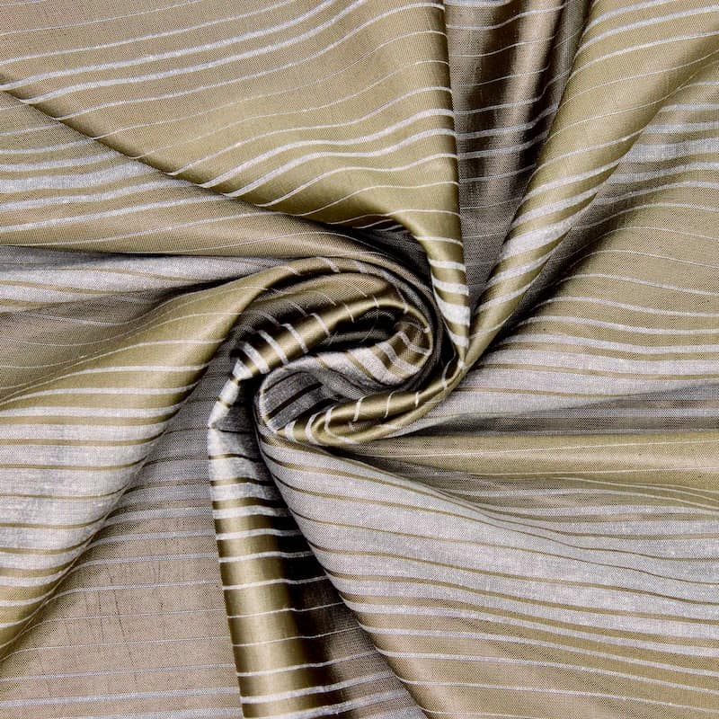 Striped polyester fabric - grey-beige