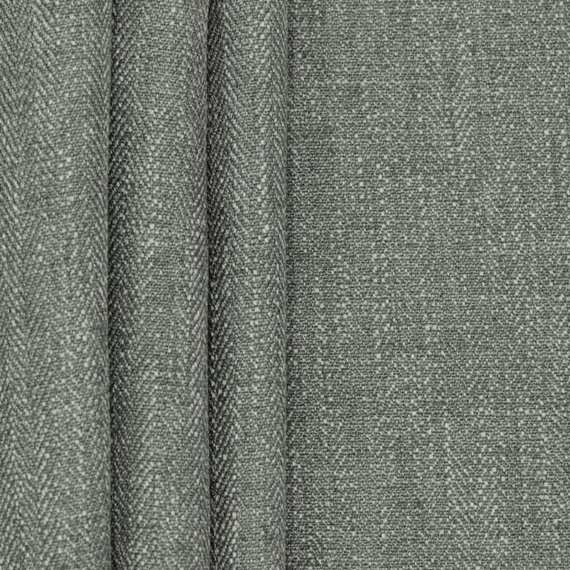 Tissu double face aspect lin gris foncé