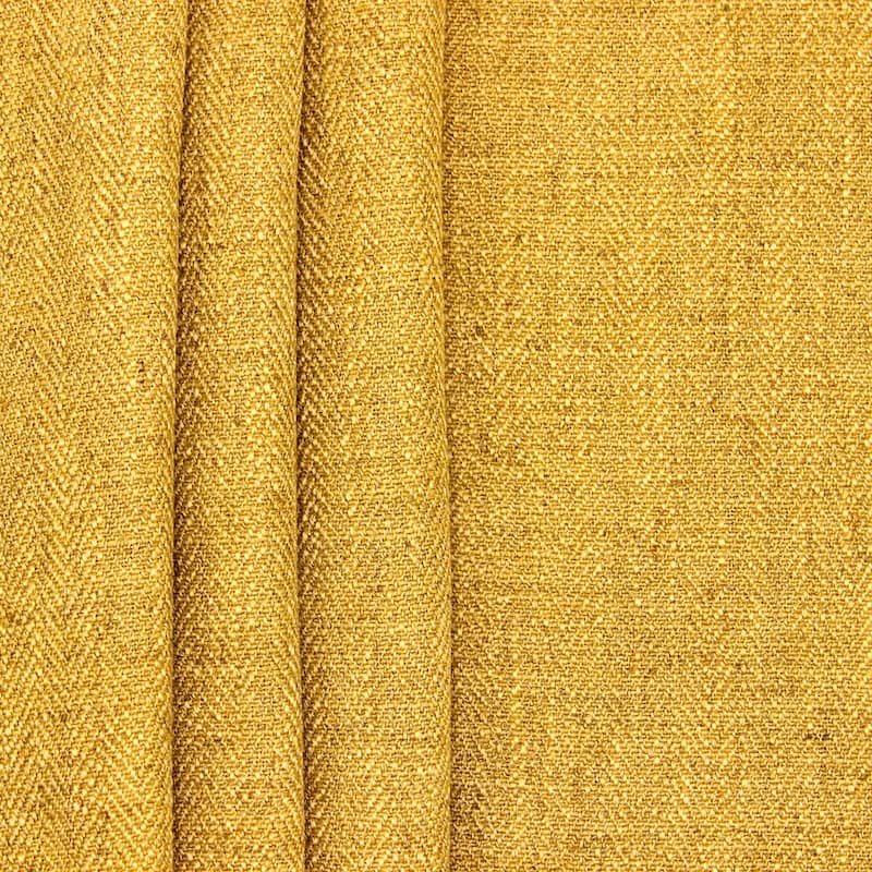 Tweezijdig stof met linnen aspect - mosterdgeel