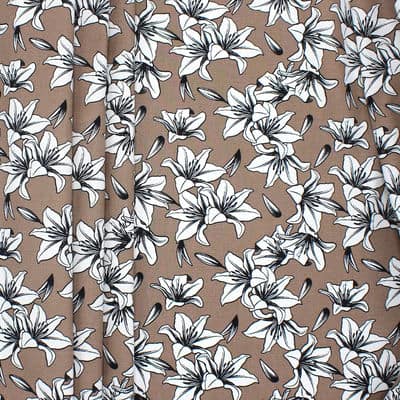 Cotton with flower print - brown