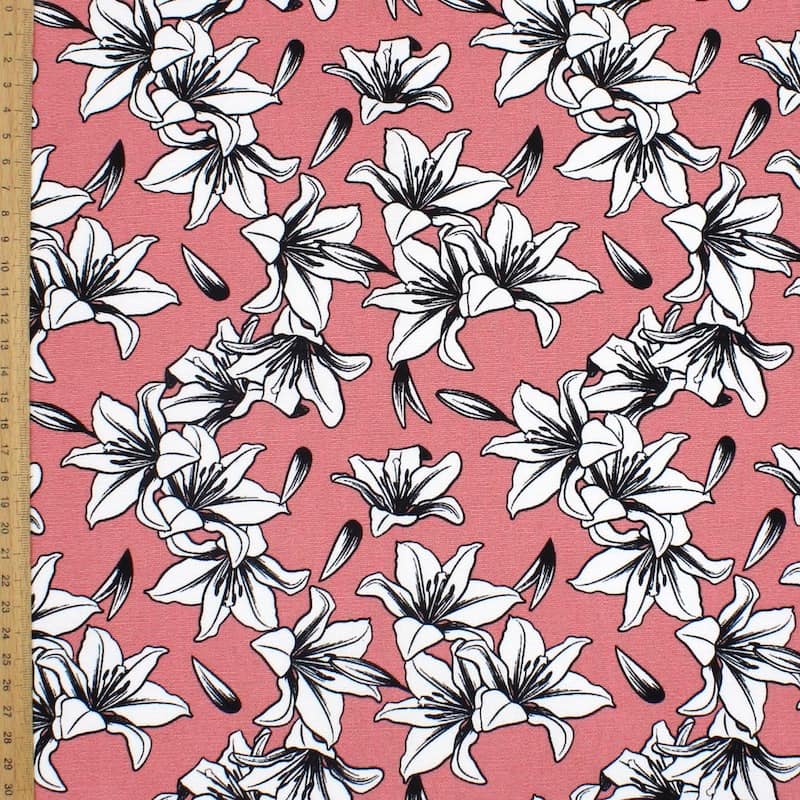 Cotton with flower print - pink