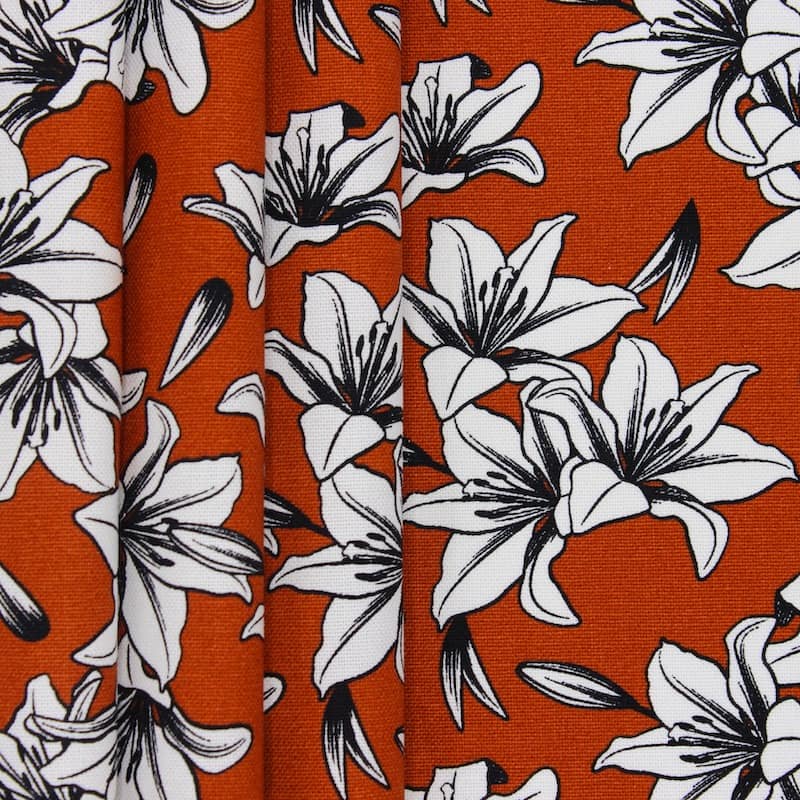 Cotton with flower print - rust