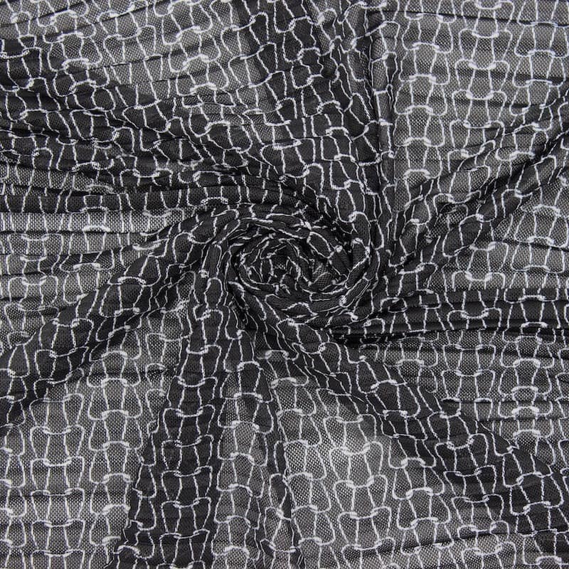 Printed slightly pleated knit fabric