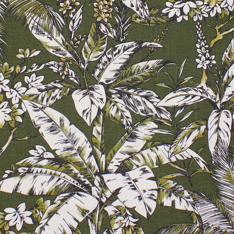 Printed fabric in ramie and cotton - green 