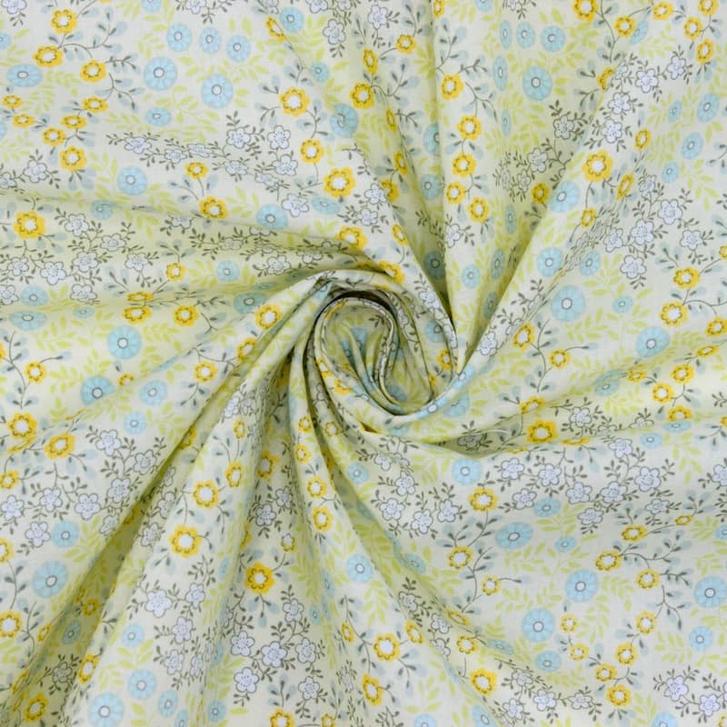Cotton with floral pattern - yellow