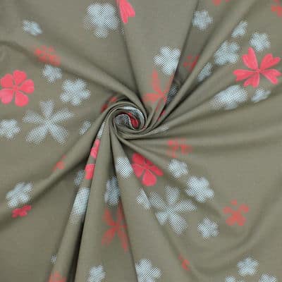 Cotton with floral pattern - khaki