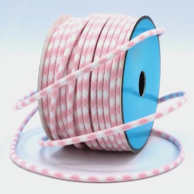 Two-toned cord with rhombs - white and pink