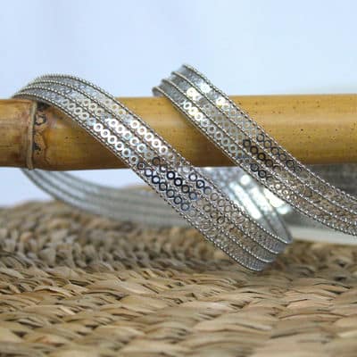 Iron-on braid trim with glitters - silver