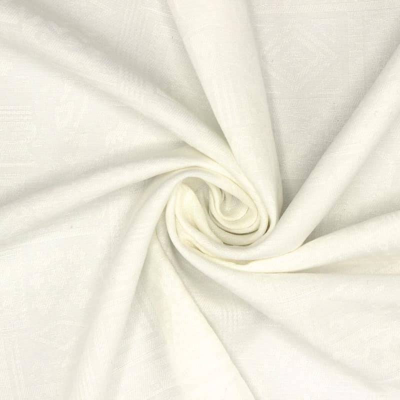 Polyester jacquardstof - gebroken wit