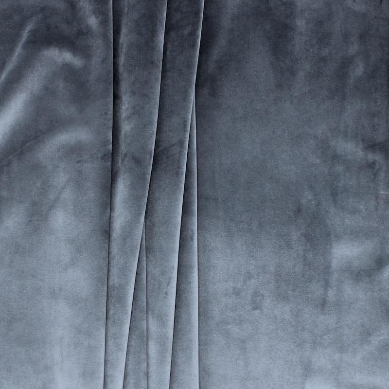 Tissu d'ameublement velours gris métal