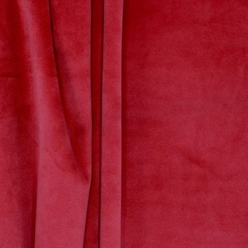 Velvet upholstery fabric - cherry red