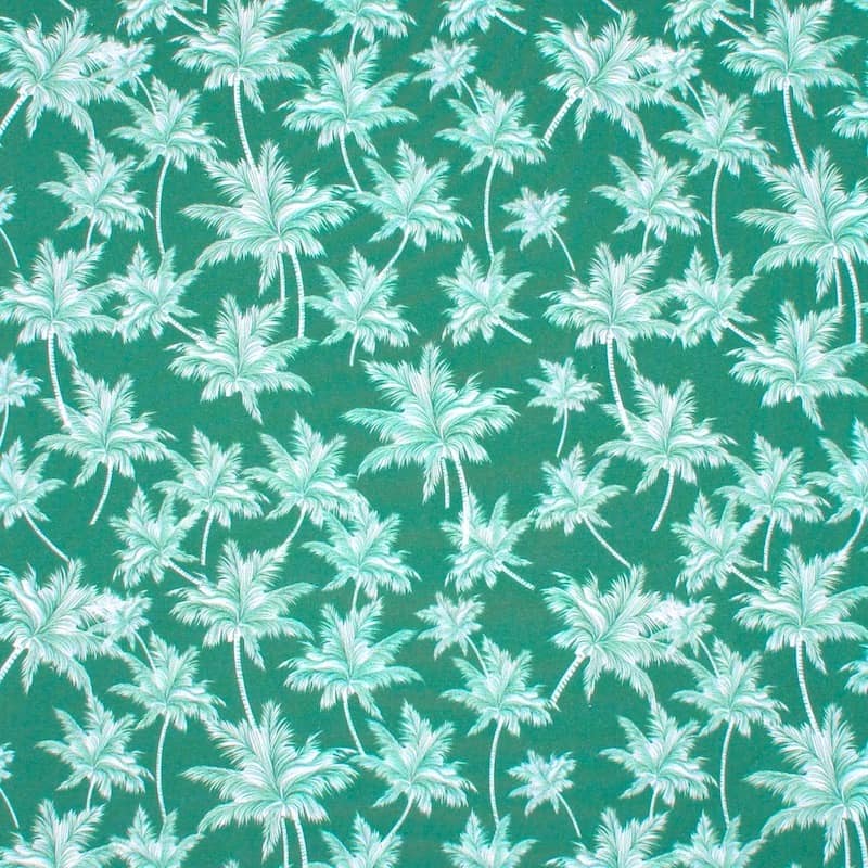 Poplin of cotton printed with palm trees - green