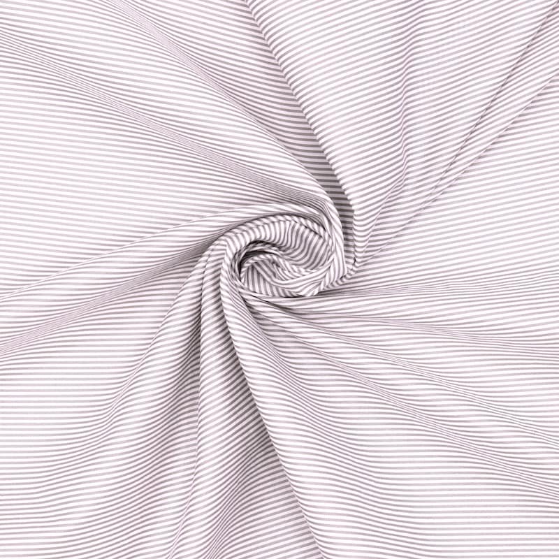 Tissu vestimentaire beige à fines rayures