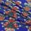 Fabric printed with flowers - blue background