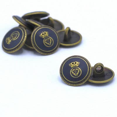 Metal button - gold and navy blue