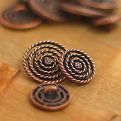 Fantasy metal button - copper red