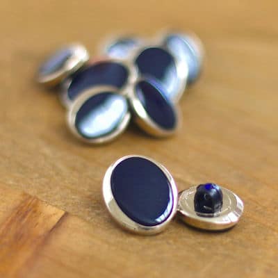 Button with metal aspect - silver and midnight blue