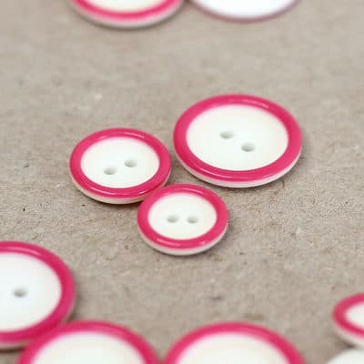Resin button - off white and pink