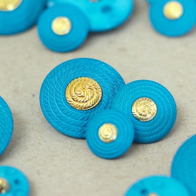 Button - turquoise and gold