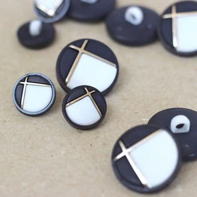 Button with metal aspect - gold and black