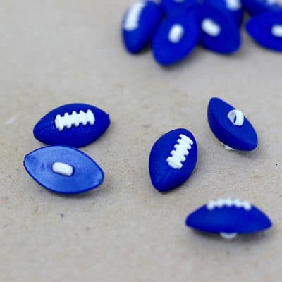 Rugby ball button - blue and white