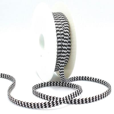 Zig zag braided cord - black and white