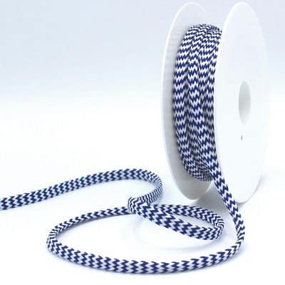 Zig zag braided cord - navy blue and white