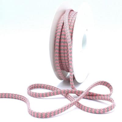 Zig zag braided cord - grey and pink 