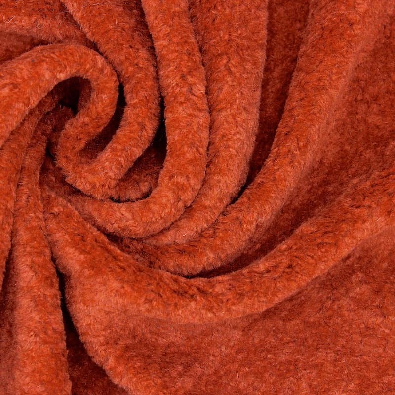 "teddybear" polyester fabric  - plain rust 