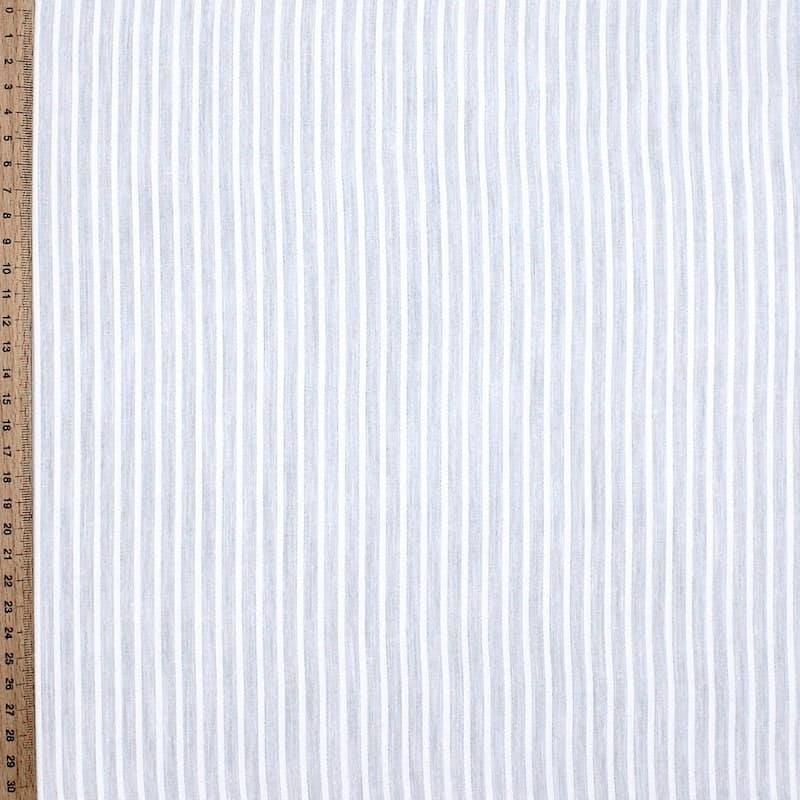 Tissu coton blanc fines rayures jacquard 