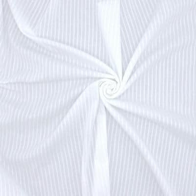 Tissu coton blanc fines rayures jacquard 