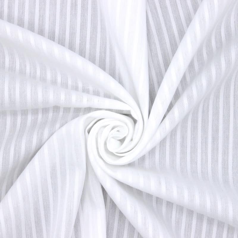 Cotton with thin jacquard stripes - white