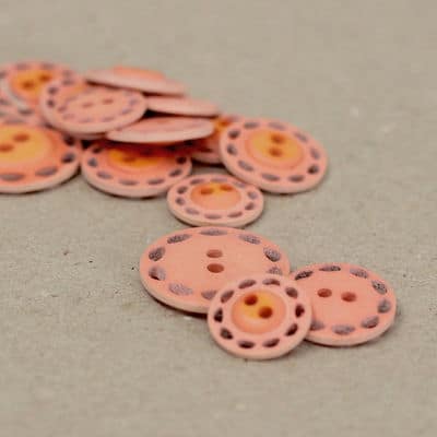 Perforated resin button - pink-orange