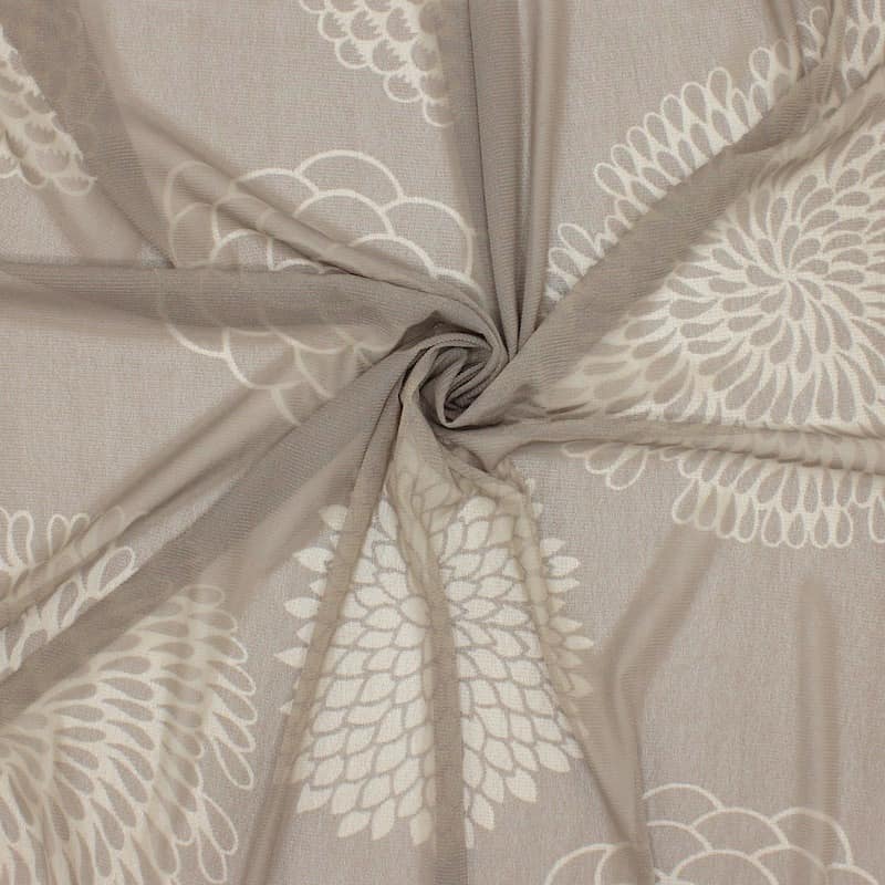 Fluid mesh fabric with patterns - beige 