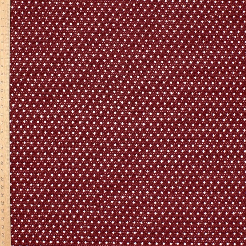Knit fabric with golden fantasy thread - bordeaux