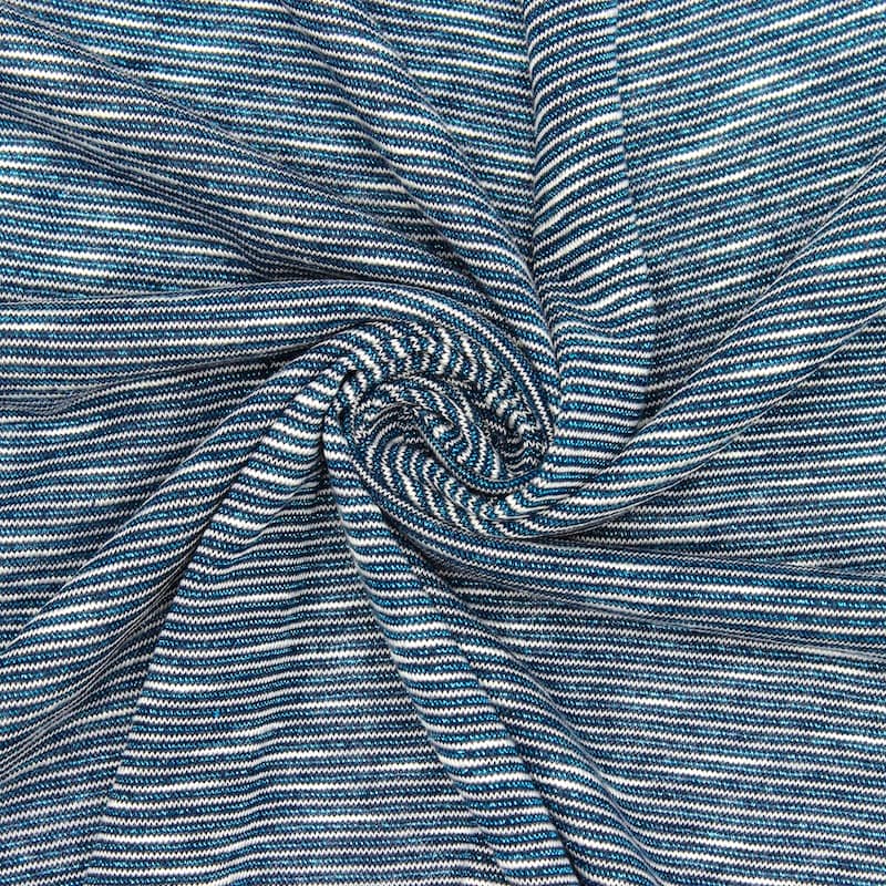 Light knit fabric with stripes and fantasy thread