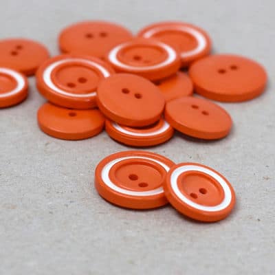 Resin button - orange and white