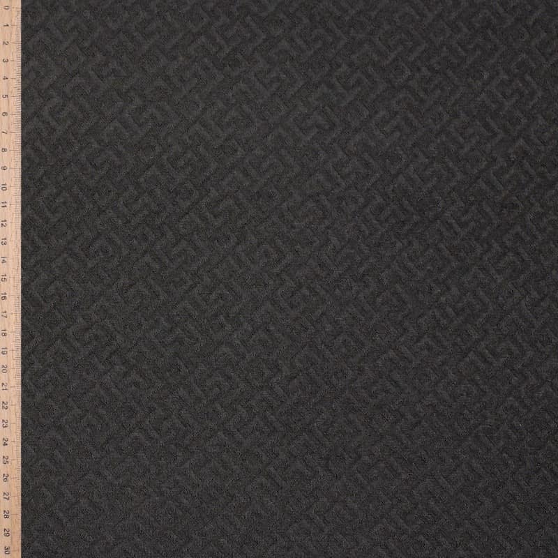 Tissu maille gaufrée en polyester noir