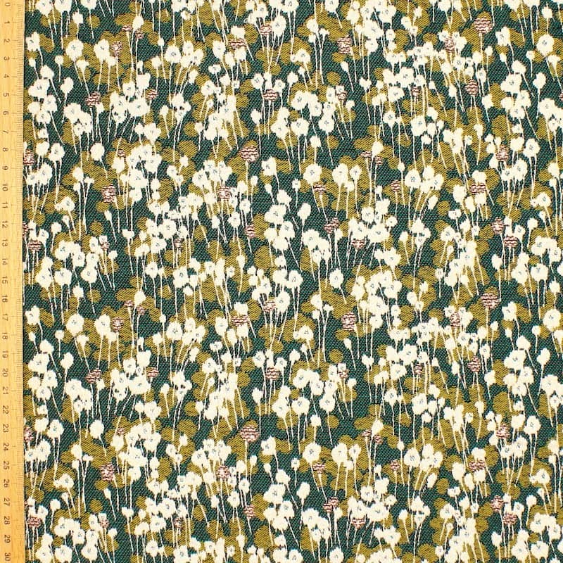 Jacquard fabric with small flower and shiny thread