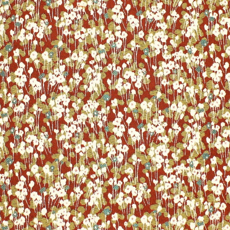 Jacquard fabric with small flower and shiny thread