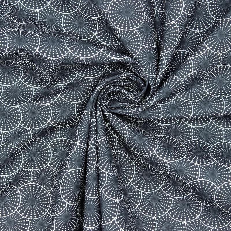 Cotton printed with "urchins" - midnight blue