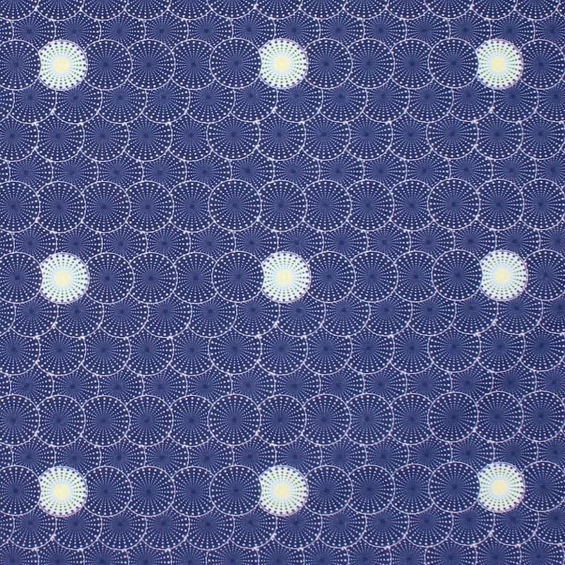 Coton bleu imprimé "oursins"