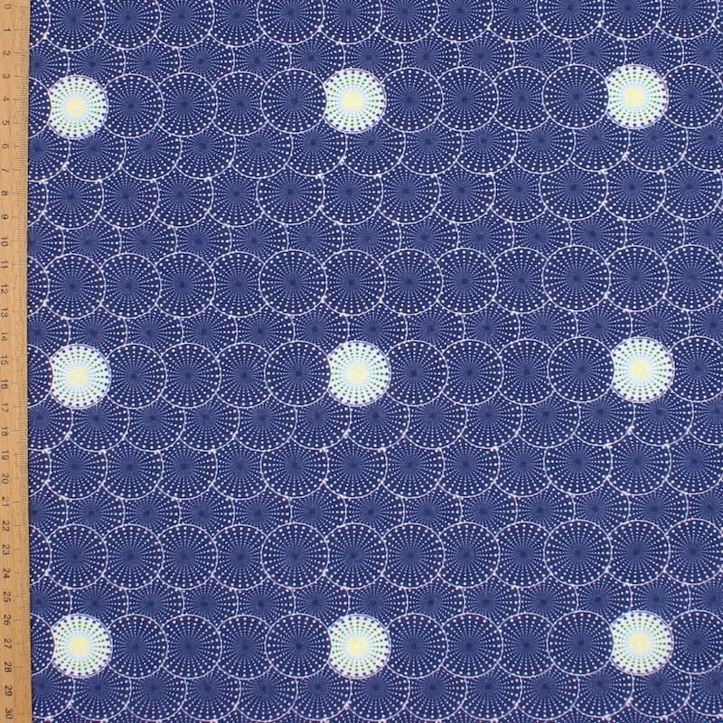 Coton bleu imprimé "oursins"