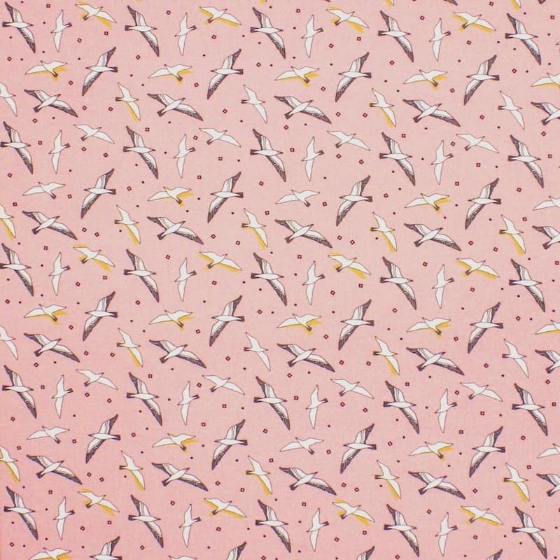 Cotton printed with "seagull" - pink