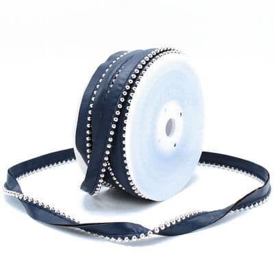 Ribbon with metal marbles - navy blue