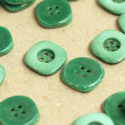 Square resin button - green