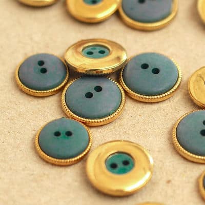 Resin button - blue and gold
