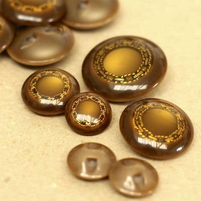 Vintage button - brown and gold