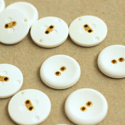 Resin button - white and gold