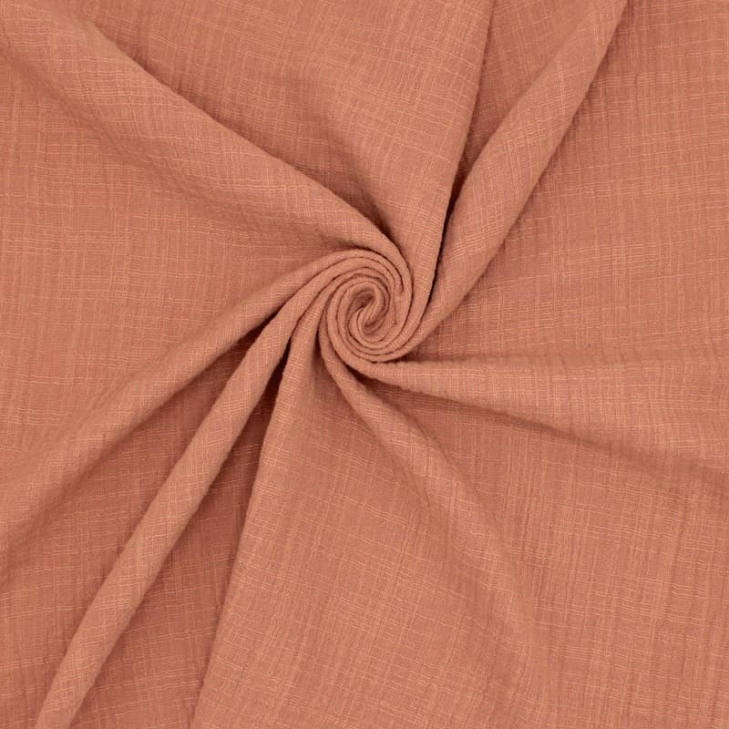Double cotton gauze with linen effect - rosewood